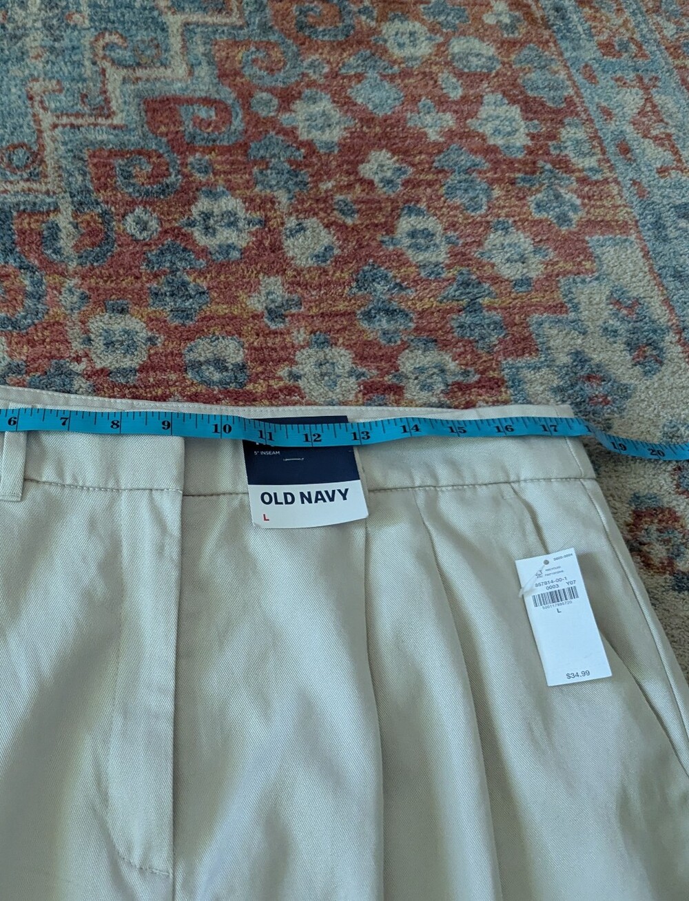 NEW Old Navy Women's Large Taylor Extra High Rise Shorts 5" Inseam Beige Pleated - Picture 8 of 11